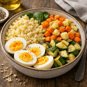 Hirse-Gemüse-Bowl mit Ei